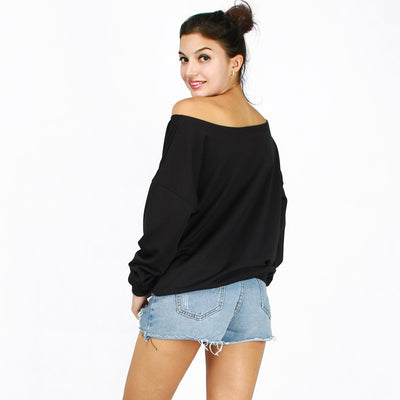 Autumn T-Shirts For Women Slash Neck Tee Shirt by Glamytek
