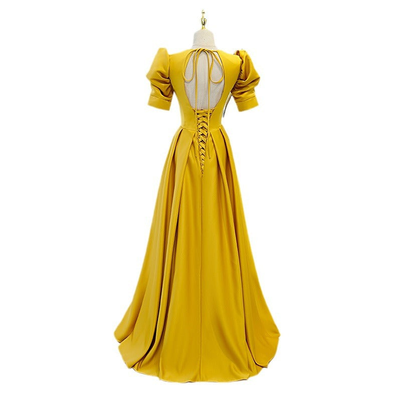 Golden evening dress for women