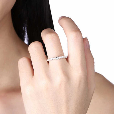 925 Sterling Silver Simple Bowknot Crystal Rings For Women by Glamytek