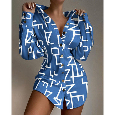 New Fashion Printed Waist-controlled Fastener Decoration Women's Shirt by Glamytek