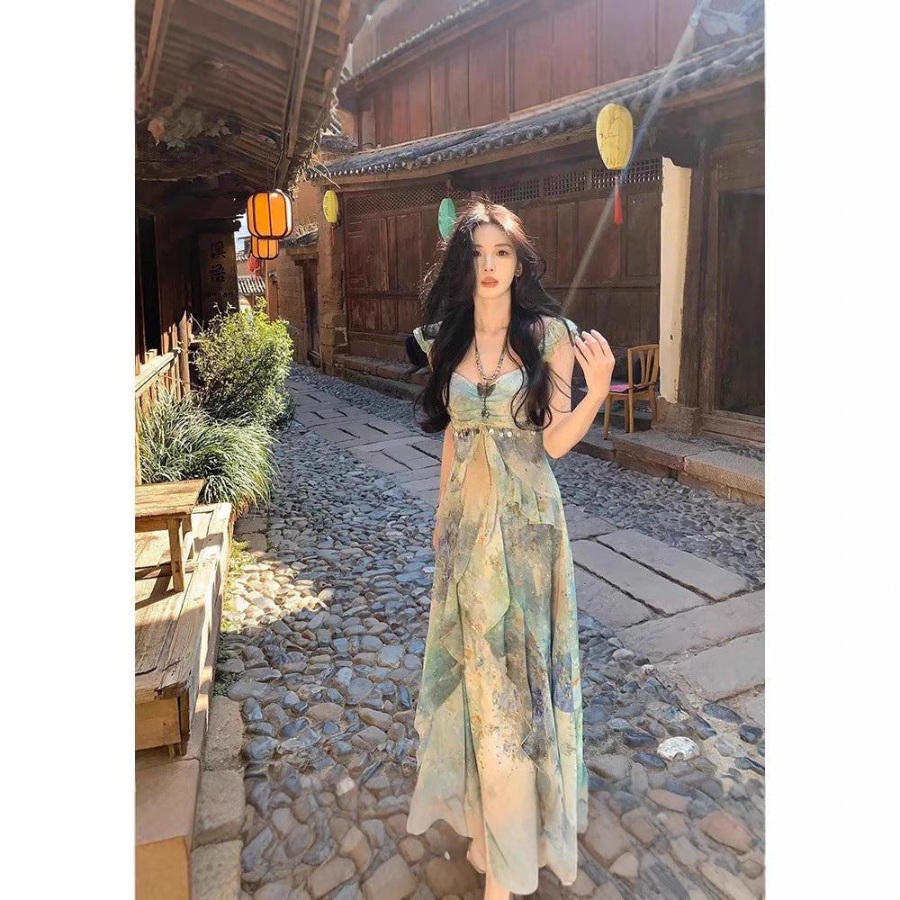 Summer in the Woods" Bohemian Printed Fairy Dress