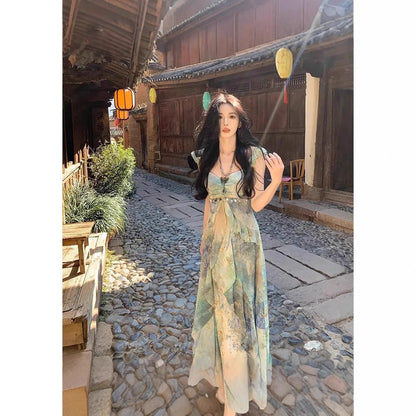Summer in the Woods" Bohemian Printed Fairy Dress