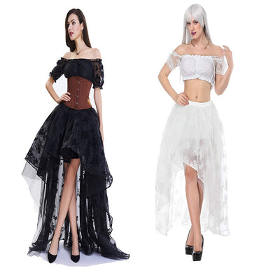 High Waist Elasticized Mesh Irregular Skirt by Glamytek