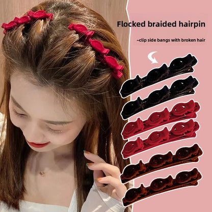 Flocked Braided Hairpin for Women