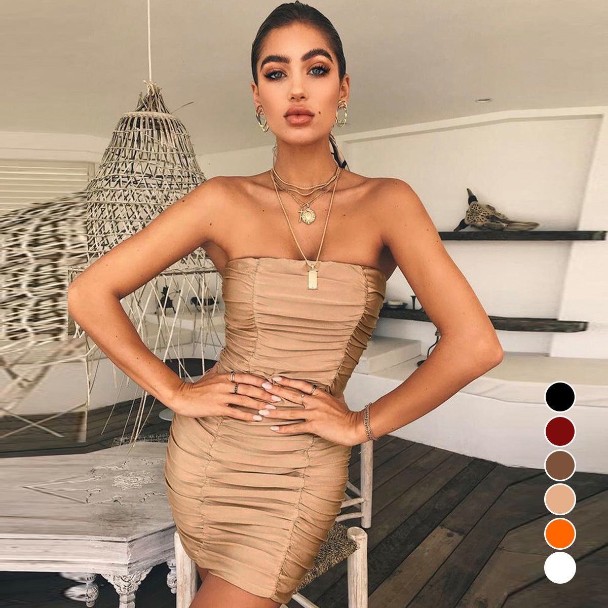A cinched waist dress by Glamytek