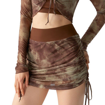 Printed Tie-dyed Mesh Yoga Skirts Women by Glamytek