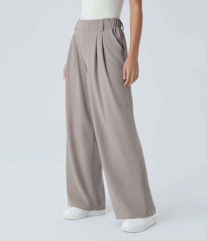 High-waisted  wide-leg loose trousers