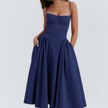 Skirt New Arrival  Retro Long Skirt Palace Style Dopamine Wear with Sling for dress Women