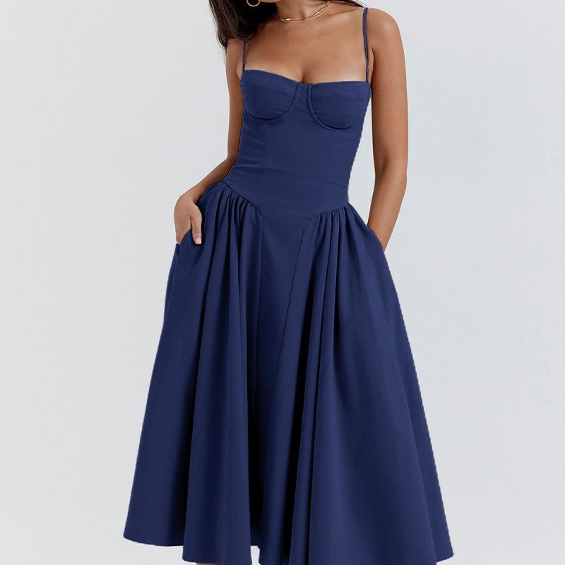 Skirt New Arrival Retro Long Skirt Palace Style Dopamine Wear with Sling for dress Women by Glamytek