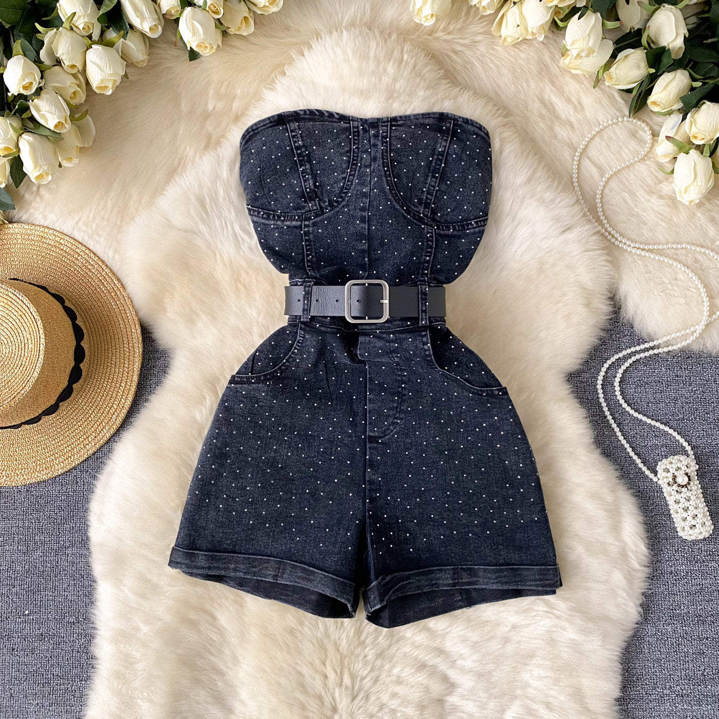 Women's Denim Sleeveless Jumpsuit..