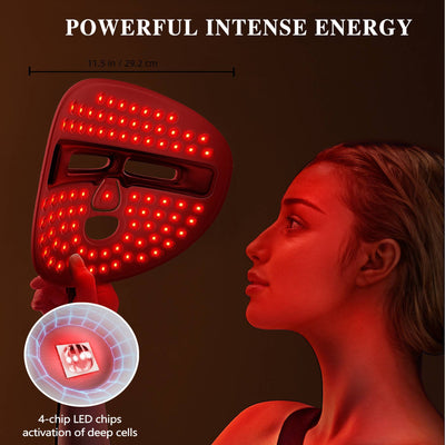LED Face Mask Facial Care Tool, Red Light Therapy Mask For Face For Home Travel by Glamytek