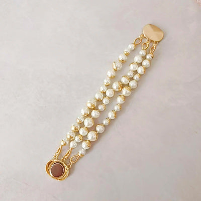 Layered Pearl Necklace Set with Magnetic Clasp
