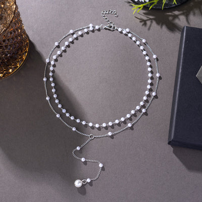Imitation Pearl Tassel Double-Layer Necklace