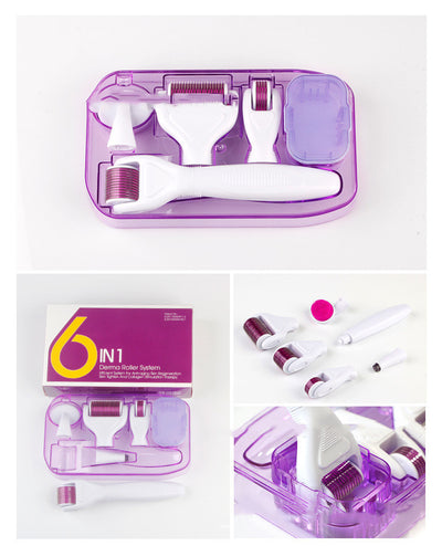 DermaKit™ 6-in-1 Derma Roller Kit Facial Microneedling Set Facial Skin Care Tools Gift Set by Glamytek