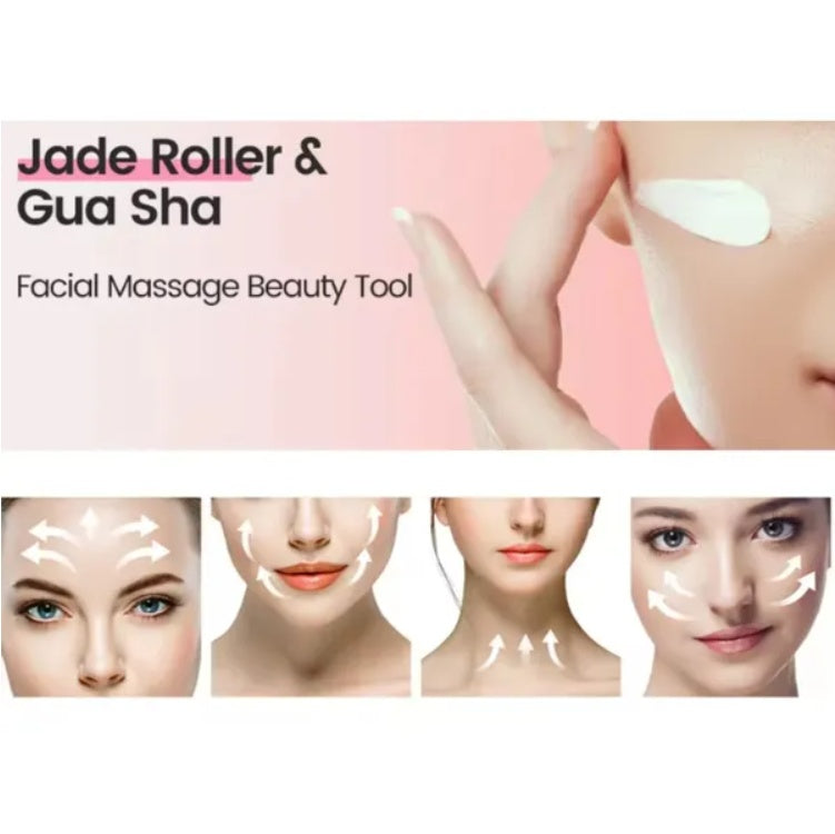 Gua Sha Board 2PCS Massage Stone For Facial Body Skincare Roller Scraping Massager Natural Resin Facial Lifting Scraper Neck Anti Wrinkle Massager Tool by Glamytek