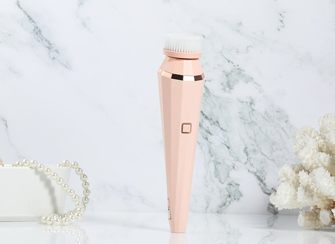 4 In 1 USB Rechargeable Electric Facial Cleansing Brush Soft Skin Care Portable Massager Face Brush Deep Cleaning Device by Glamytek