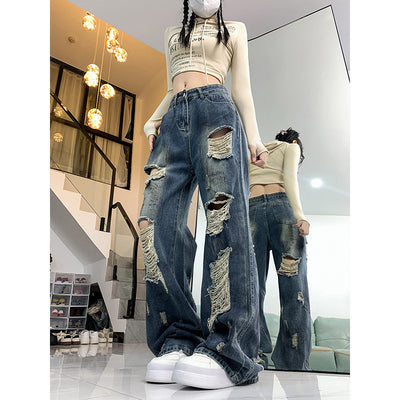 Ripped Lazy Loose Jeans For Women by Glamytek