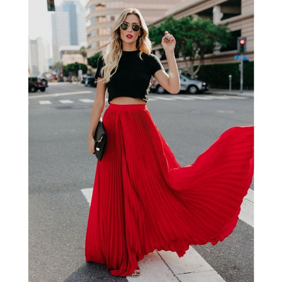 Women fashion casual skirt girls high Waist long skirts by Glamytek