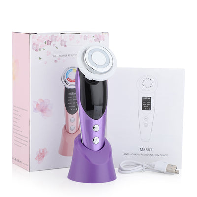 7-in-1 Facial Massager EMS Micro-current Color Light Vibration LED Beauty Purifying Introducer Skin Care Beauty Device by Glamytek