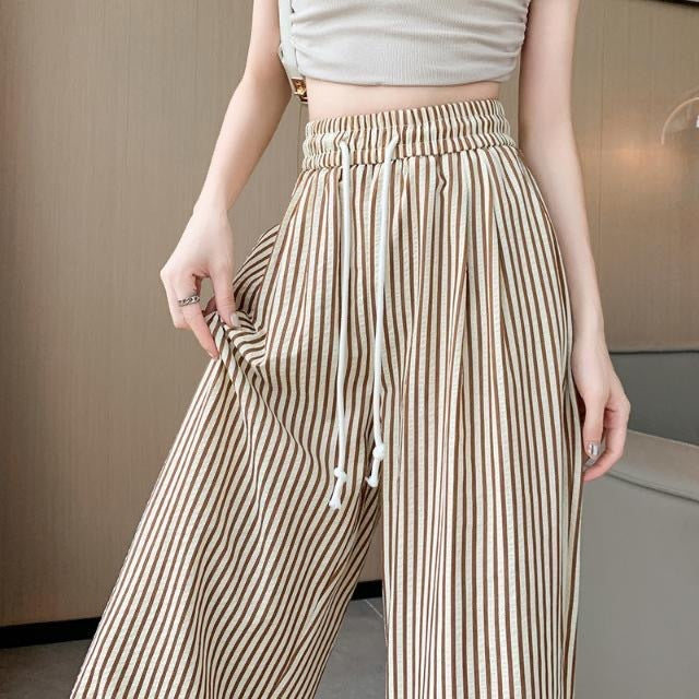 Black and White Vertical Stripe Wide Leg Pants