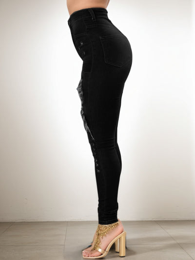 Versatile Women's High Waisted Elastic Ripped Tight Jeans, High-quality, Easy To Fit, Comfortable And Fashionable - Street Style Sexy Basic Jeans, Women's Jeans And Clothing by Glamytek
