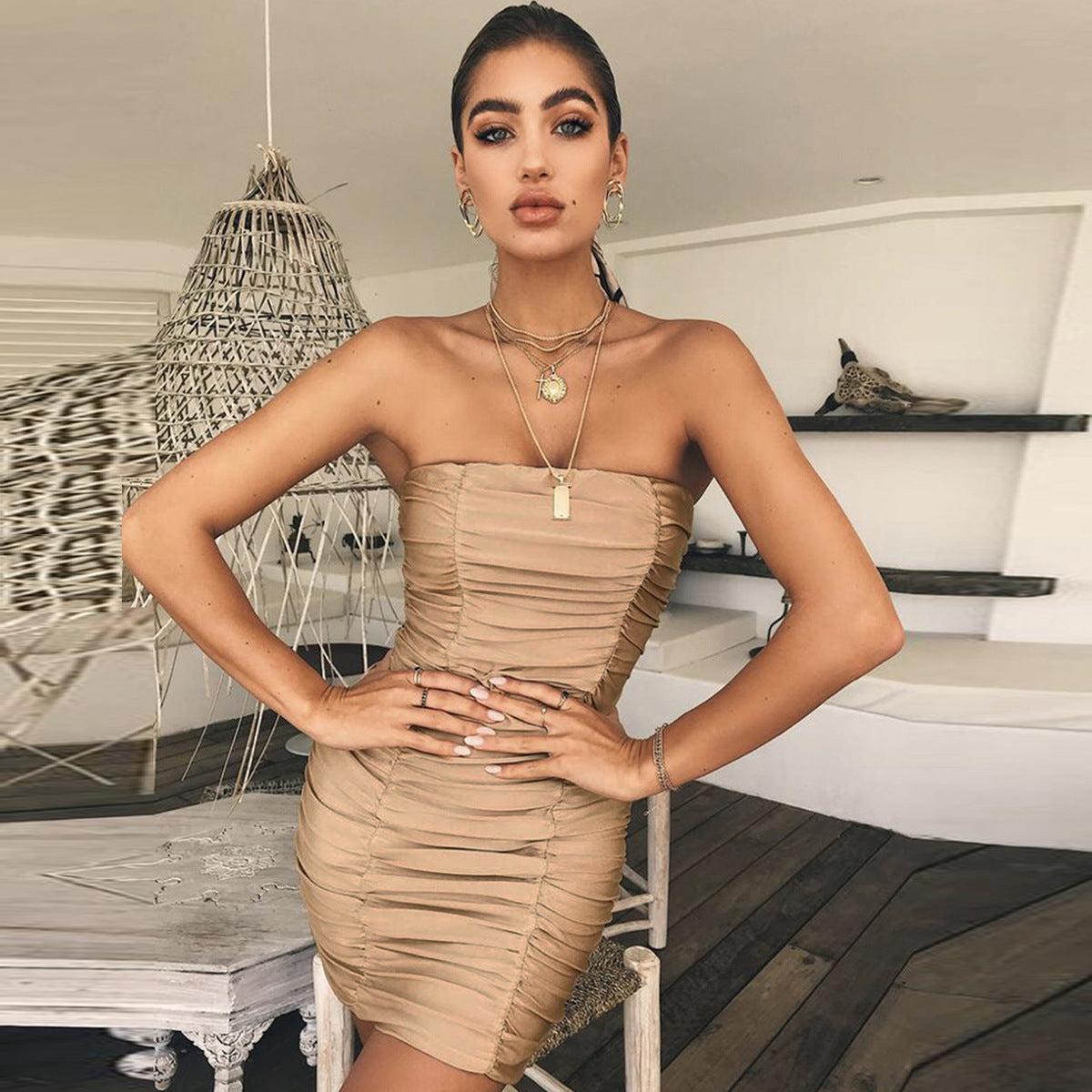 A cinched waist dress