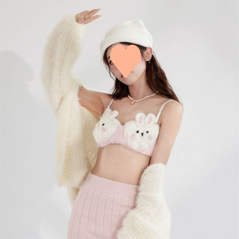 Soft Bear & Bunny Lolita Push-up Bra Set for Winter