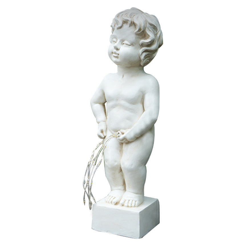 White Angel Led String Light Ornament European Style Courtyard Decoration Resin Statue Garden Atmosphere Light Desktop Creation