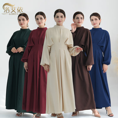 Turkey Dubai Solid Color Beam Sleeve dress by Glamytek