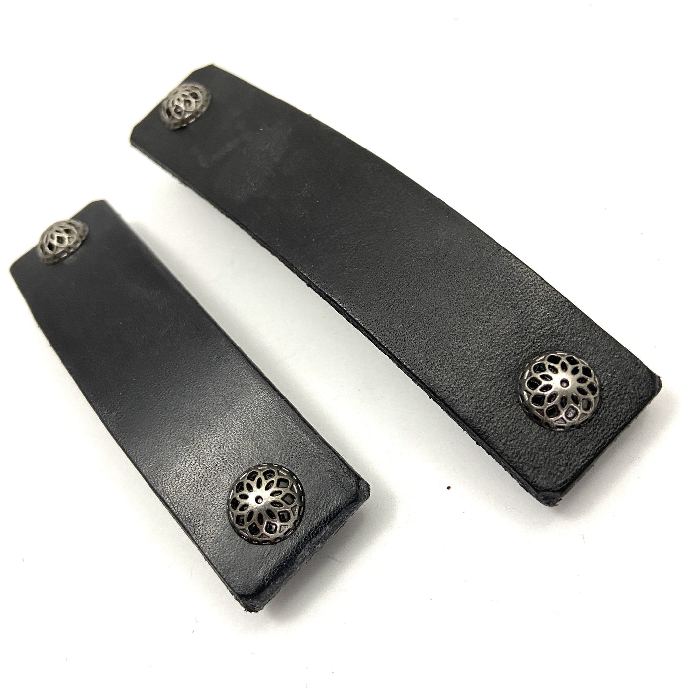 Black Barrette with Fancy Silver Filagree Studs by Glamytek