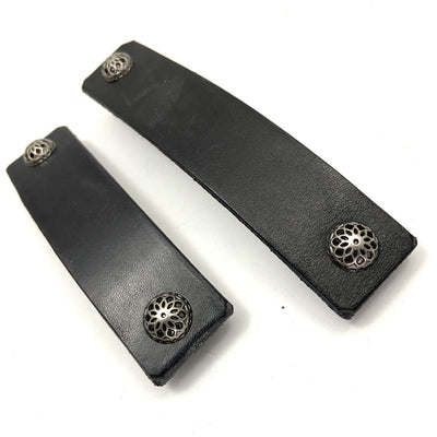 Black Barrette with Fancy Silver Filagree Studs by Glamytek