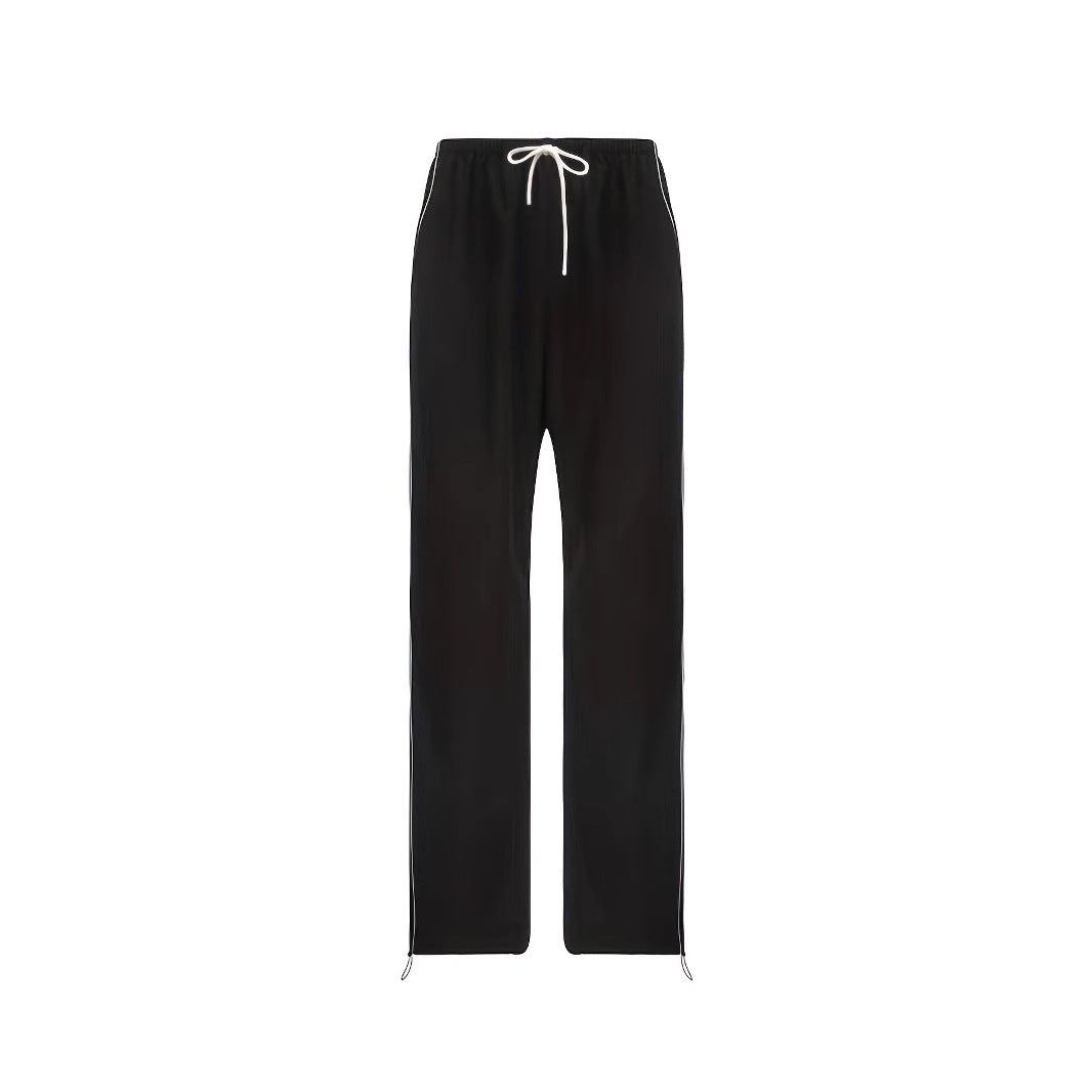 Drawstring Leisure Elastic Waist Pants On Both Sides by Glamytek