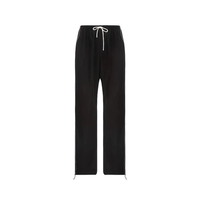 Drawstring Leisure Elastic Waist Pants On Both Sides by Glamytek