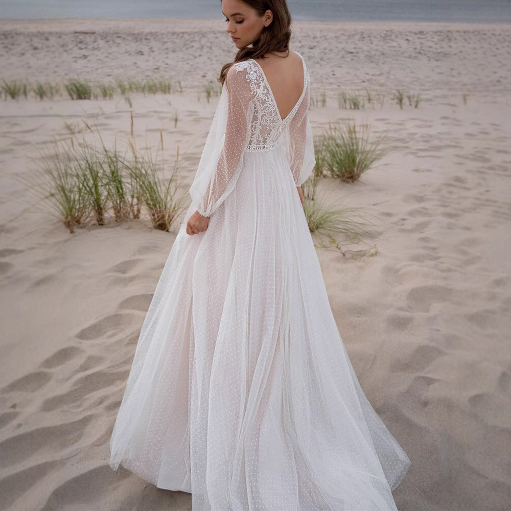 Wish Mesh Split New Light Women's Wedding Dress by Glamytek