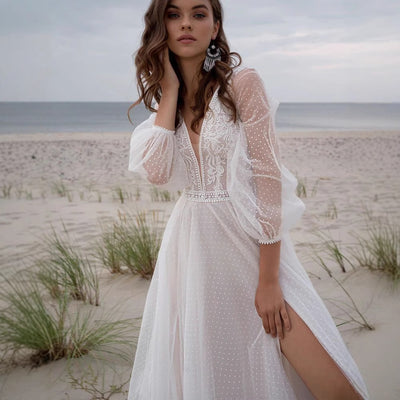 Wish Mesh Split New Light Women's Wedding Dress by Glamytek