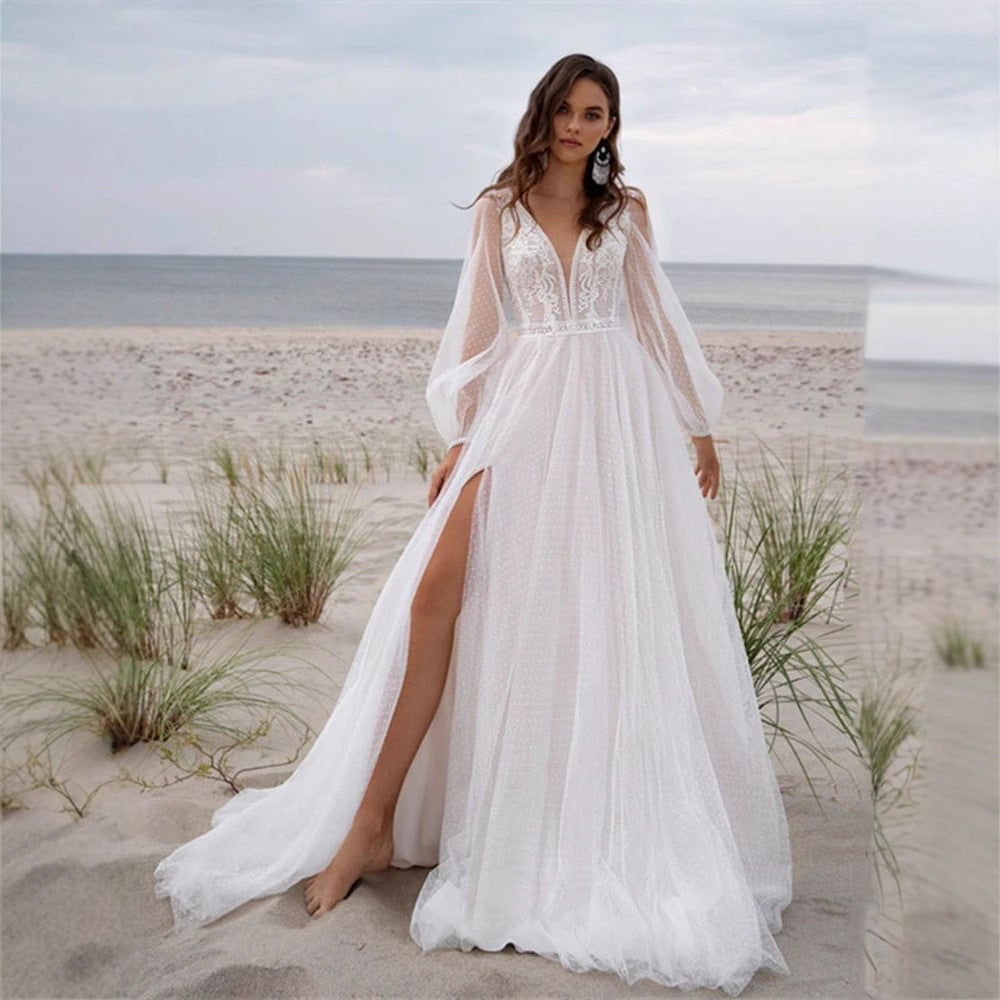 Wish Mesh Split New Light Women's Wedding Dress by Glamytek