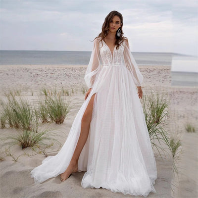 Wish Mesh Split New Light Women's Wedding Dress by Glamytek