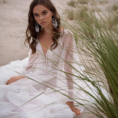 Wish Mesh Split New Light Women's Wedding Dress by Glamytek