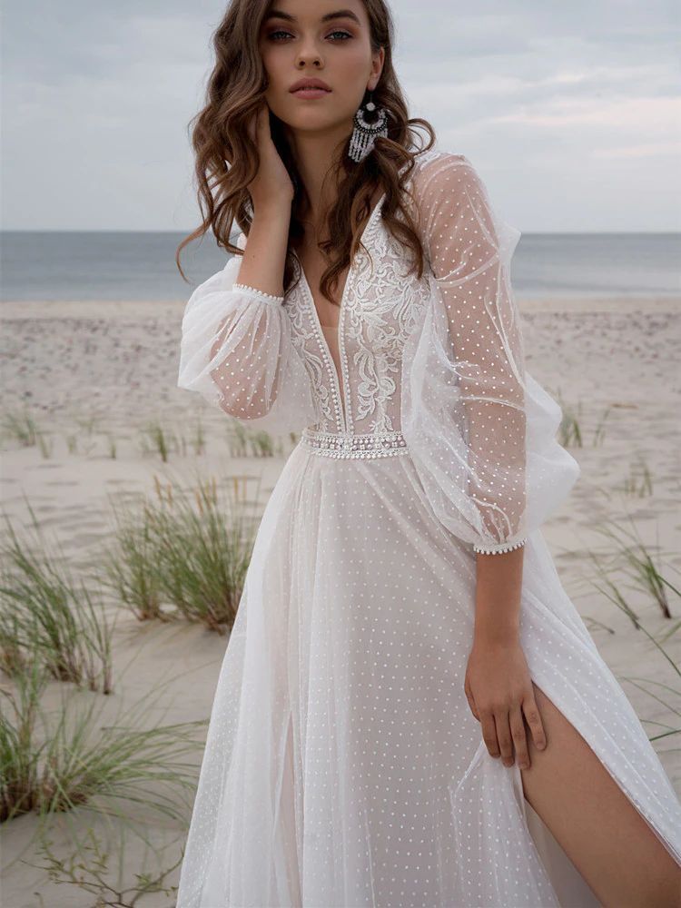 Wish Mesh Split New Light Women's Wedding Dress by Glamytek