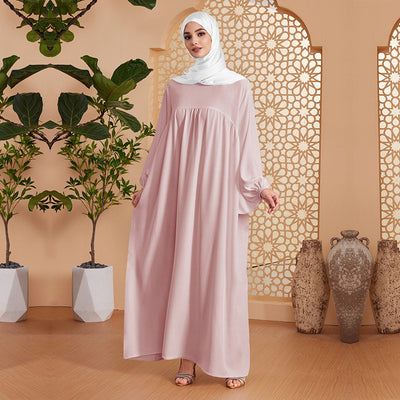 Abaya Robe Women's Long Dress Middle East Turkey Solid Color Simple Loose dress by Glamytek