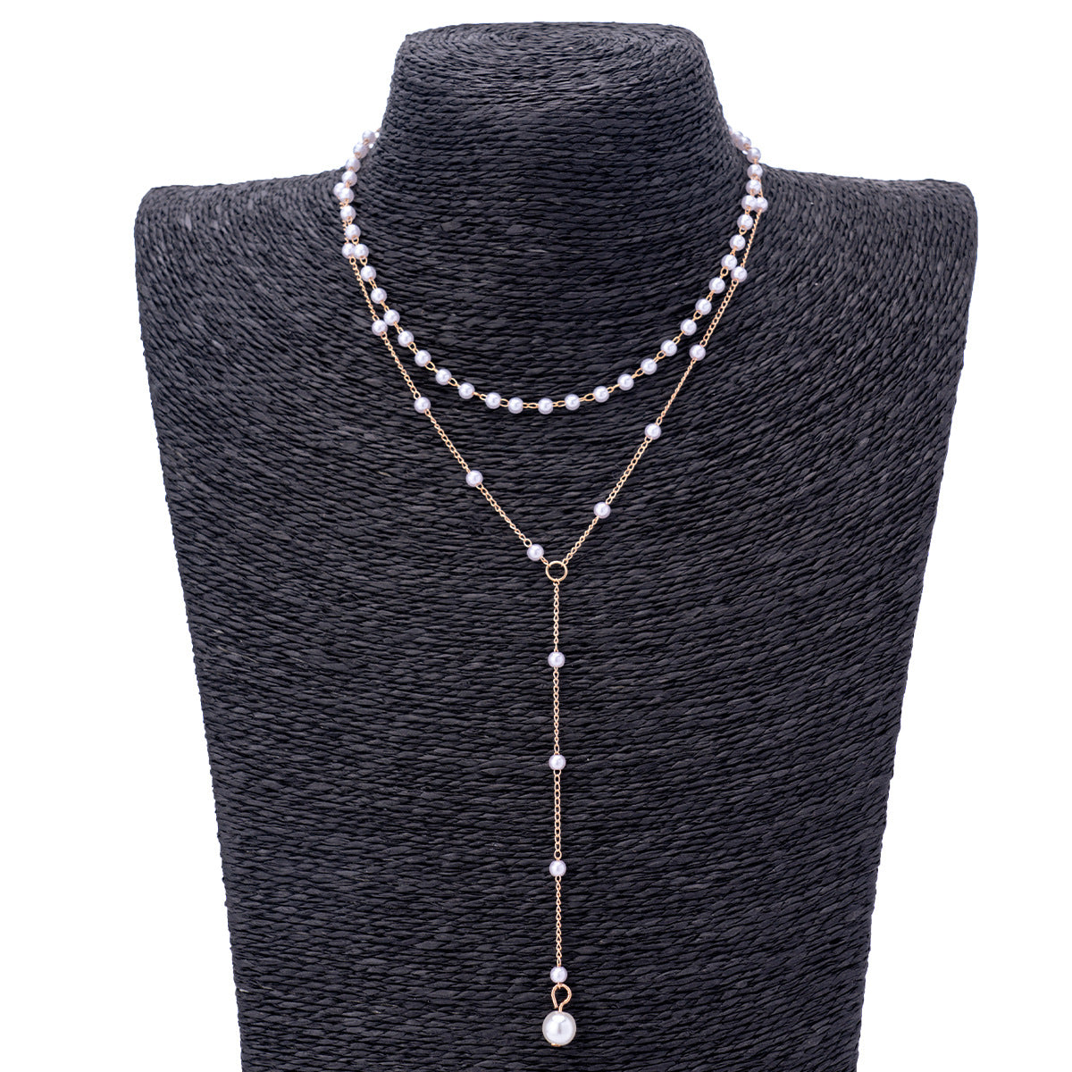 Imitation Pearl Tassel Double-Layer Necklace