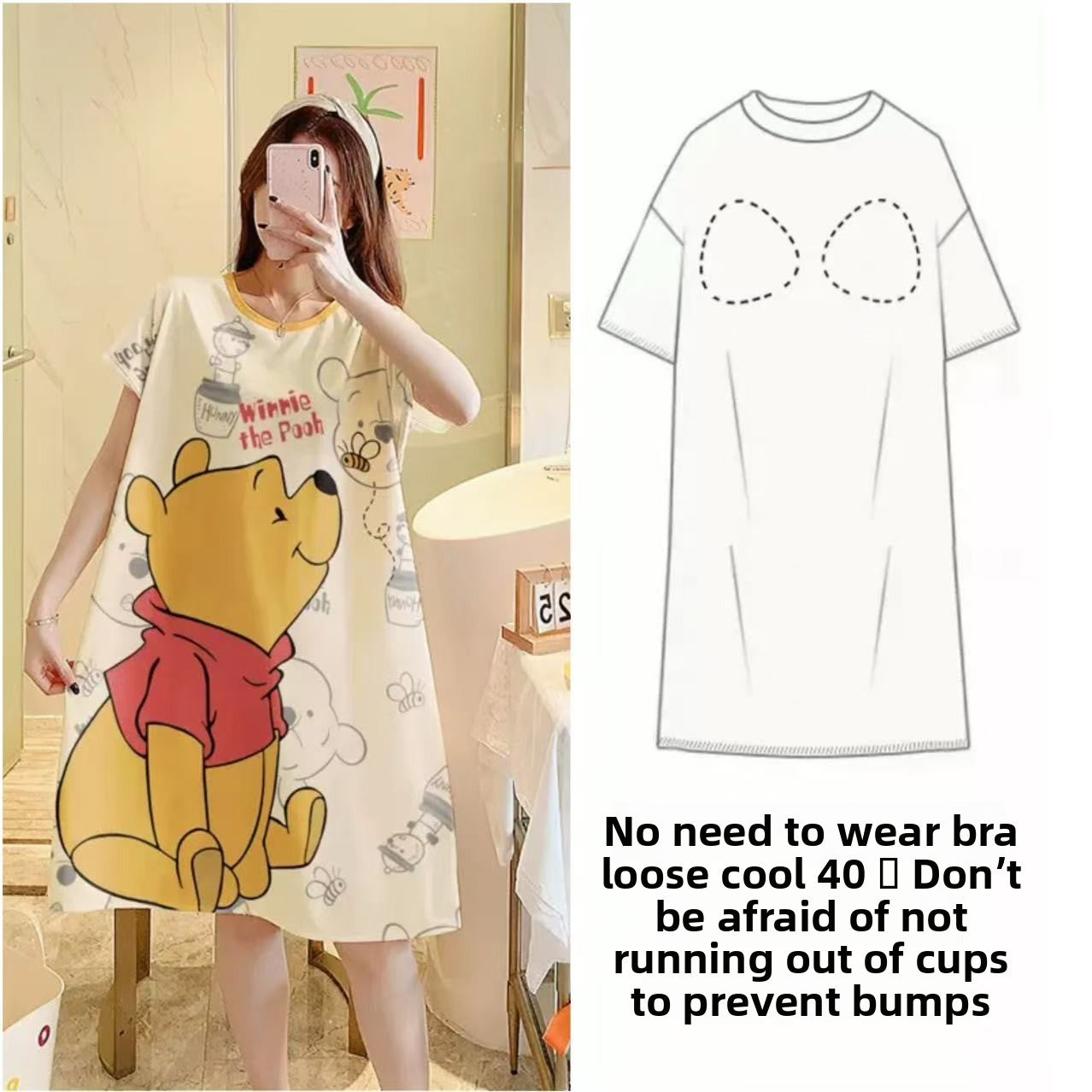 Women's Summer Nightgown with Built-in Bra