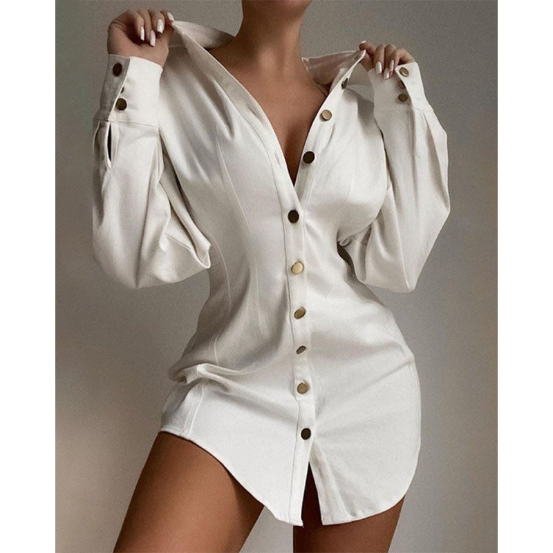New Fashion Printed Waist-controlled Fastener Decoration Women's Shirt by Glamytek