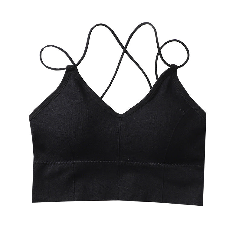 Big backless halter tank top female inner bra pads all-in-one beautiful back underwear by Glamytek