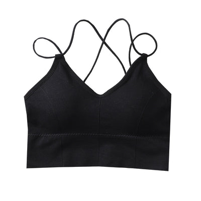 Big backless halter tank top female inner bra pads all-in-one beautiful back underwear by Glamytek