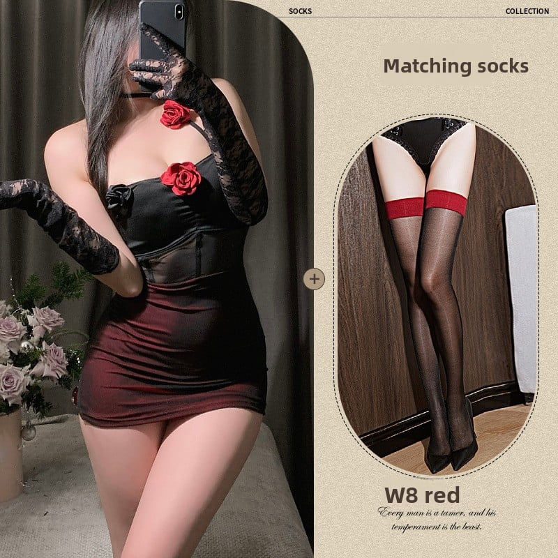 Dark style girl netted dress