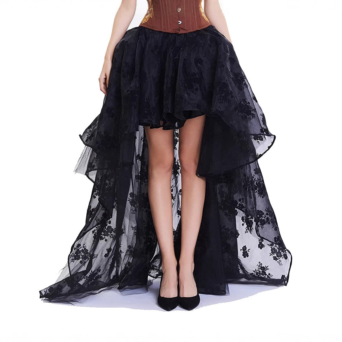 High Waist Elasticized Mesh Irregular Skirt by Glamytek