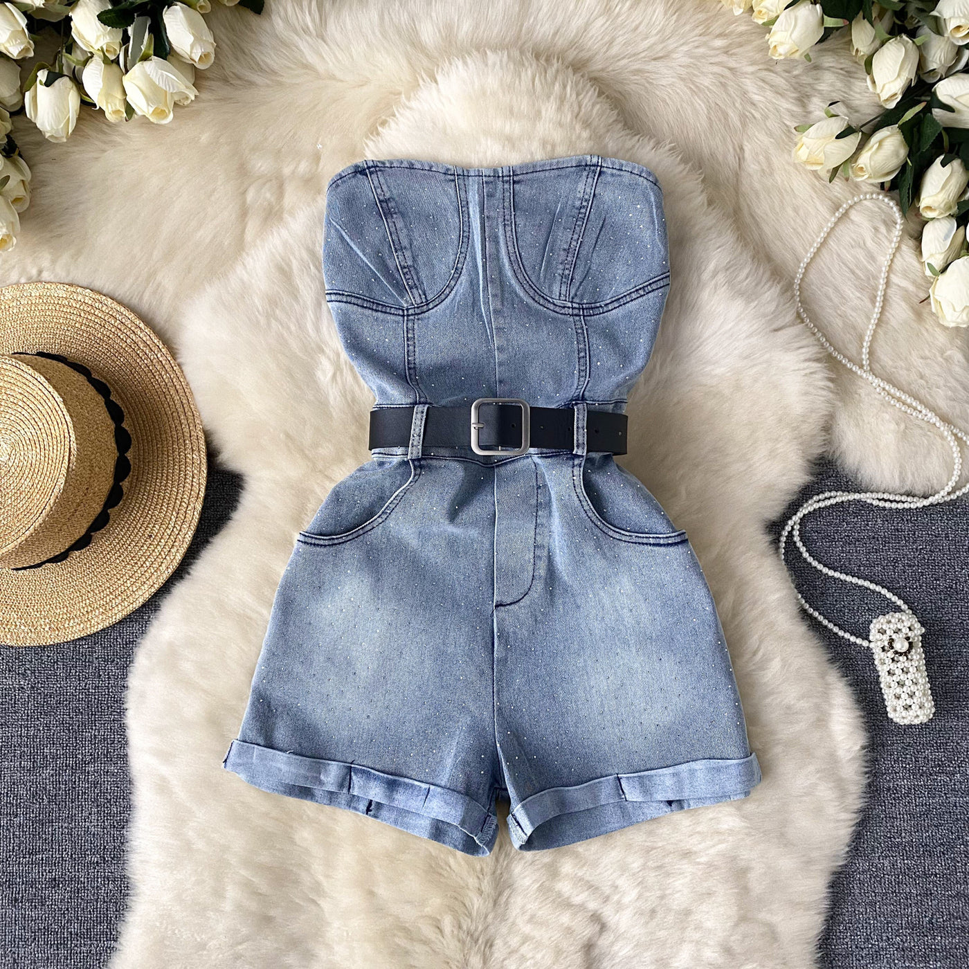 Women's Denim Sleeveless Jumpsuit..