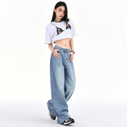 High-waisted wide-leg jeans for women