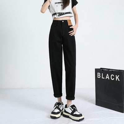 High Waist Straight Harem Jeans Women by Glamytek